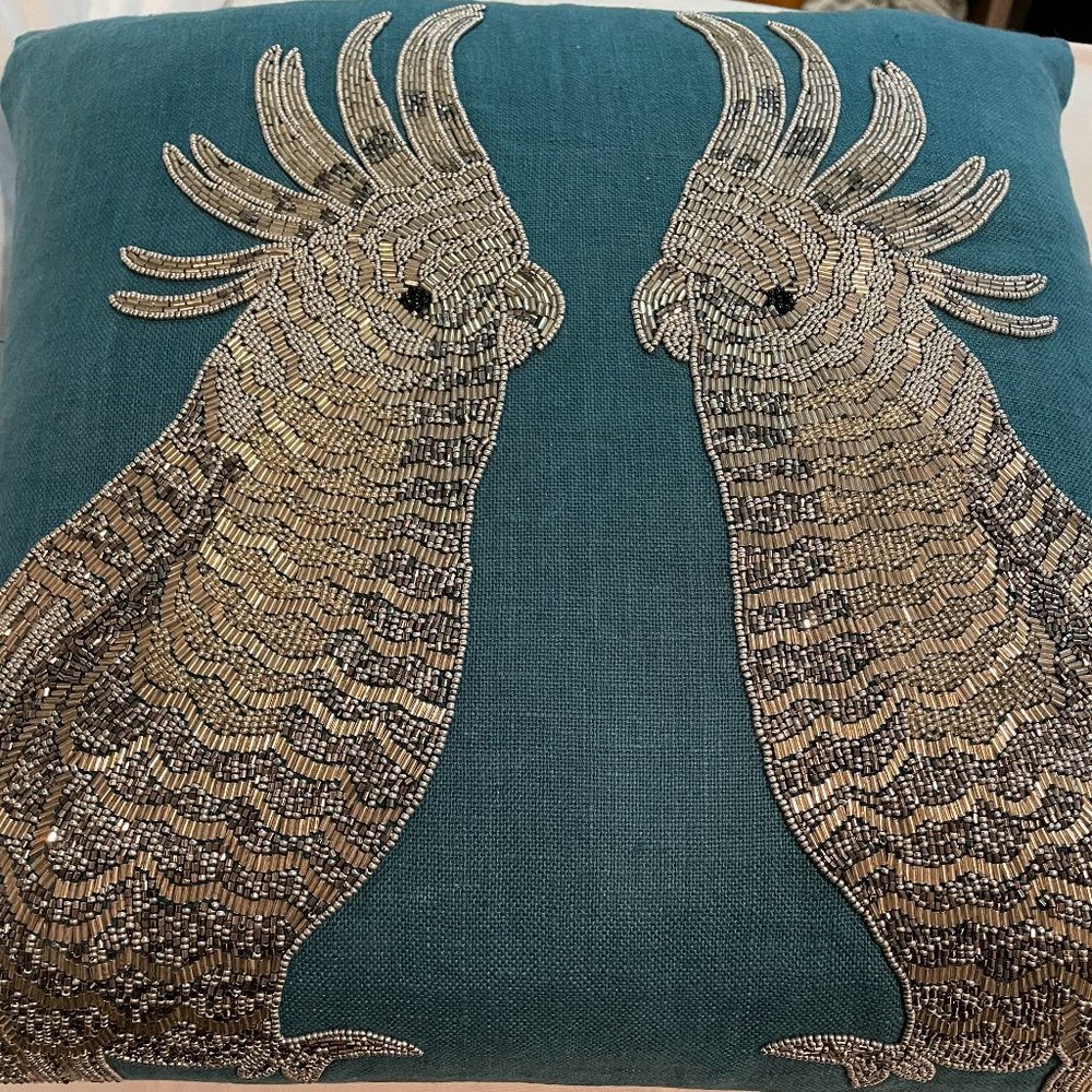 Blue Jonathan Adler Zoology Parrot Pillow